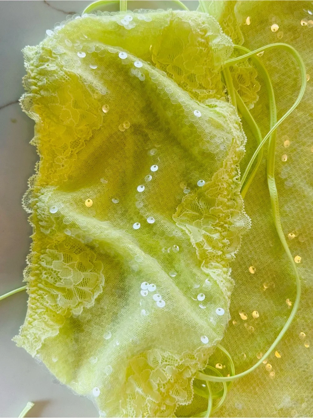 Victoria's Secret Neon lime green Sequin Two-Piece Swim Coverup